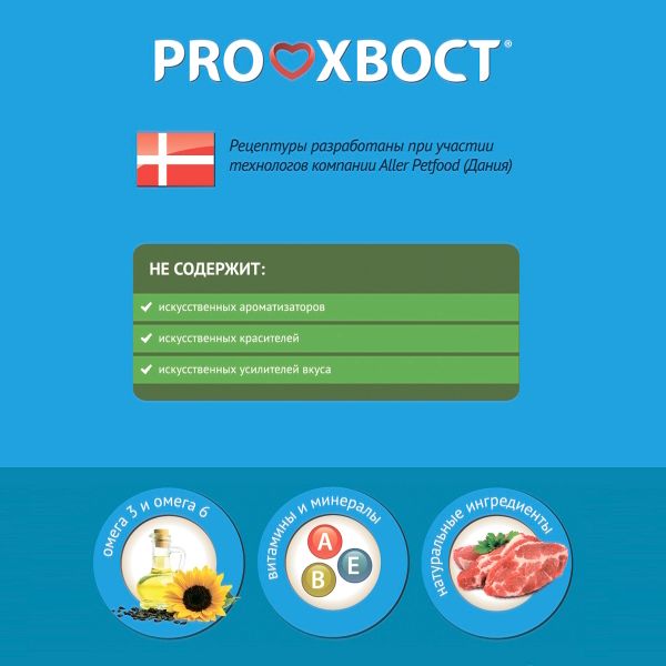 Уценка! Повр.упак. / Сухой корм ProХвост для собак, мясное ассорти