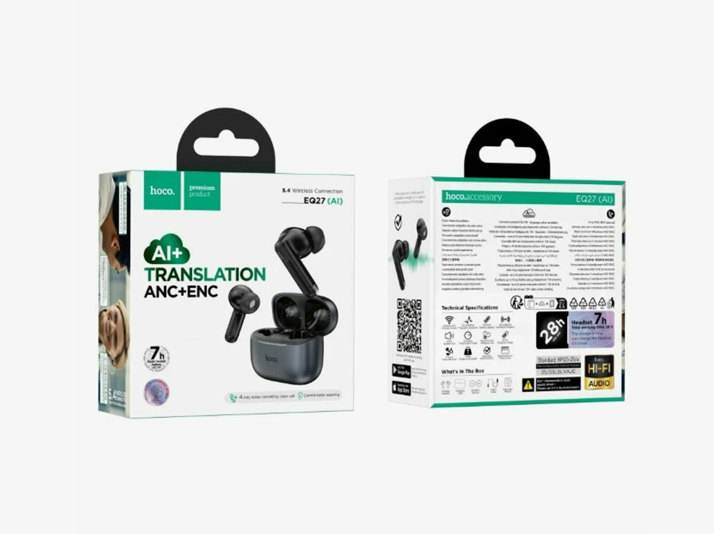 Беспроводные наушники TWS HOCO EQ27 ANC+ENC App (черный)