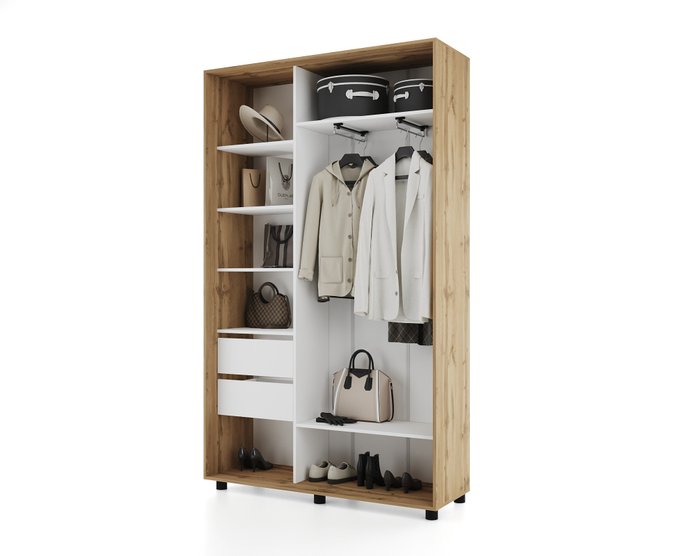 Шкаф-купе МАМА PRIME, 140х45х230 Дуб вотан с зеркалом