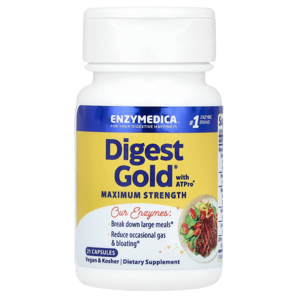 Enzymedica, Digest Gold® с ATPro®, максимальная сила действия, 21 капсула