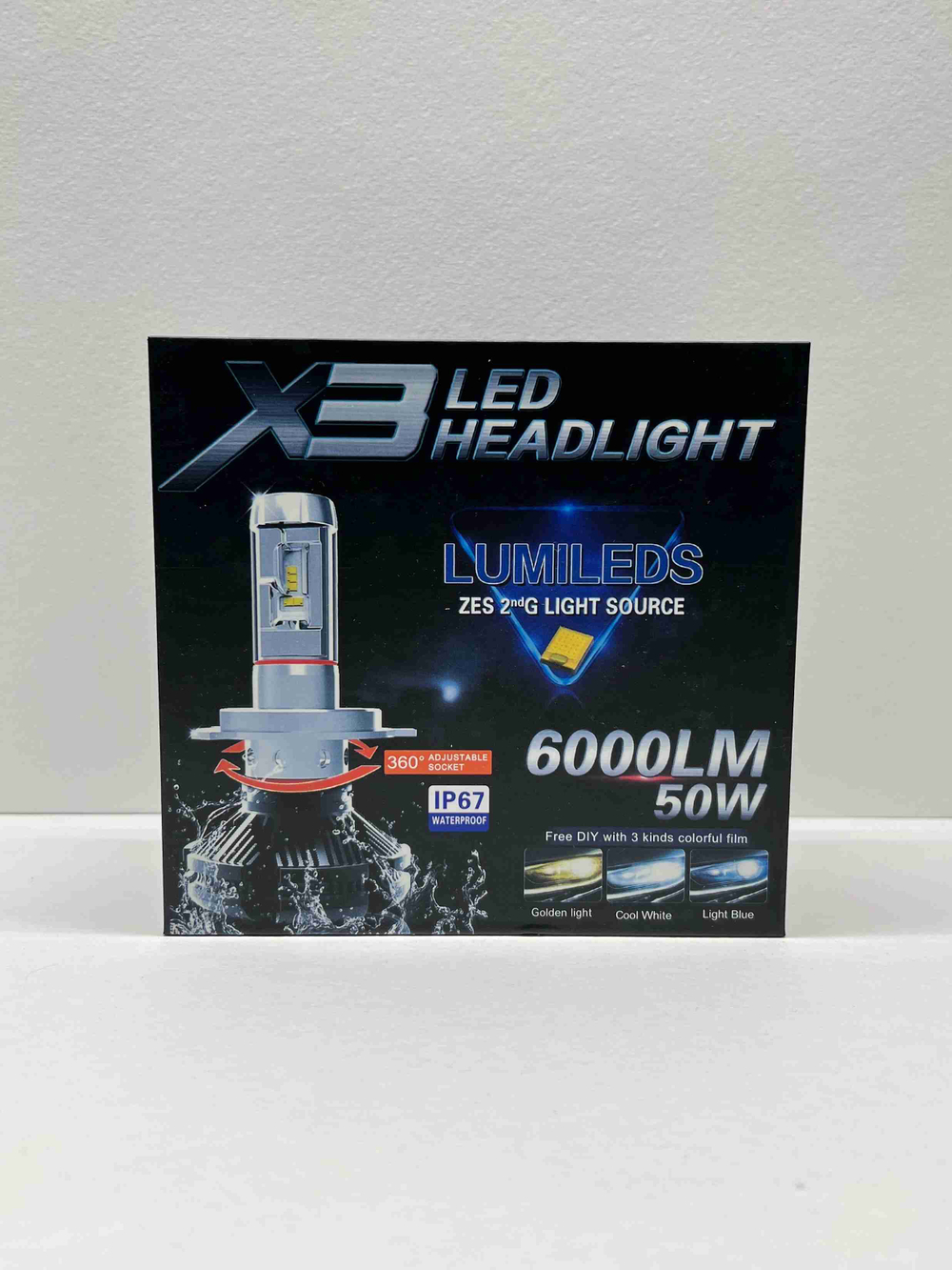 H3 / Автомобильные светодиодные лампы, H3, 50W, 6000 Lm, 12 вольт, с радиаторным охлаждением, X3 Led Headlight ZES, ИКС ТРИ, TG (2 шт. / комплект)