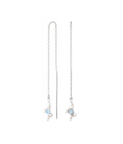 Серьги-продёвки из серебра со вставками из выращенной шпинели