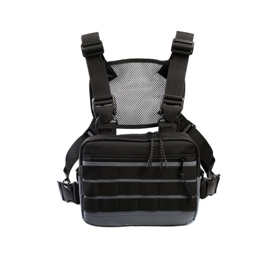 Сумка ТАЙНА нагрудная таслан серая/черная