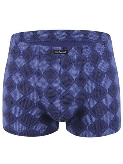 Мужские трусы-боксеры с ромбовидным принтом (Размер: M) (Цвет: нежно-голубой)