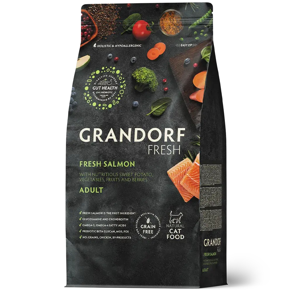GRANDORF Fresh Cat ADULT Salmon&Sweet Potato Свежее филе лосося с бататом для кошек