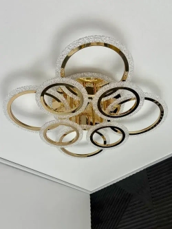 Люстра потолочная светодиодная с пультом, золотая, светильник