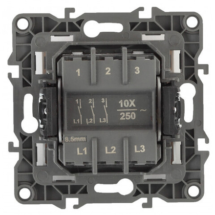 12-1107-06 ЭРА Выключатель тройной, 10АХ-250В, IP20, Эра12, чёрный
