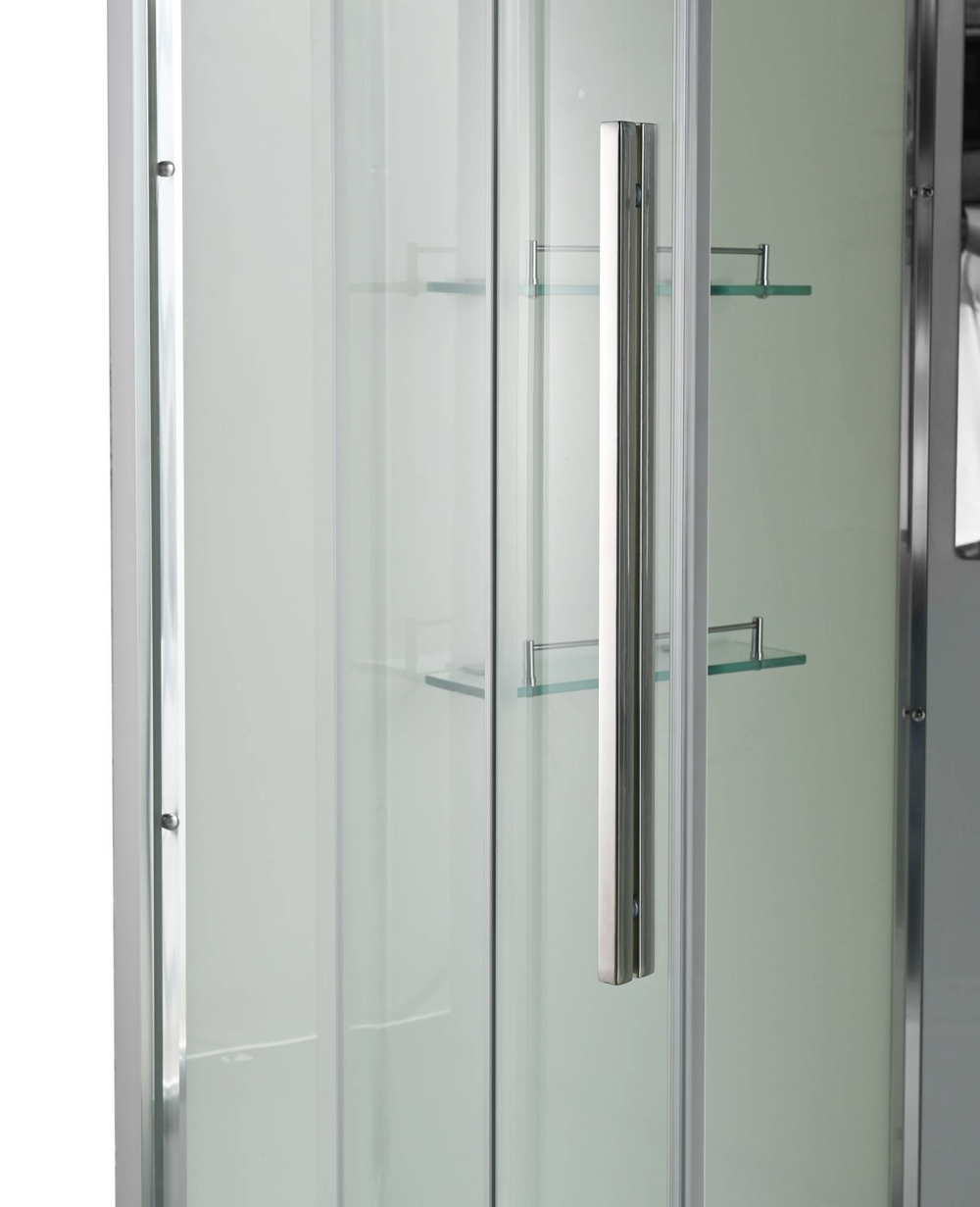 Душевая кабина AvaCan (АваКан) EM5080LEDT с высоким поддоном, с ГМ, с электрикой и LED освещением, 80х80х220