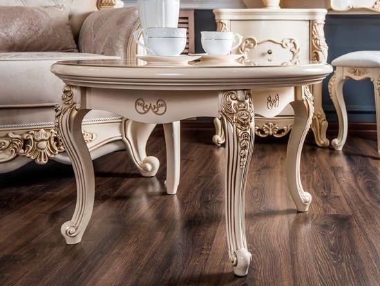 Стол журнальный ДЖОКОНДА  круглый крем глянец