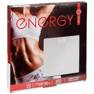 Весы напольные электронные Energy EN-421, стеклянная поверхность, 180кг, цвет белый