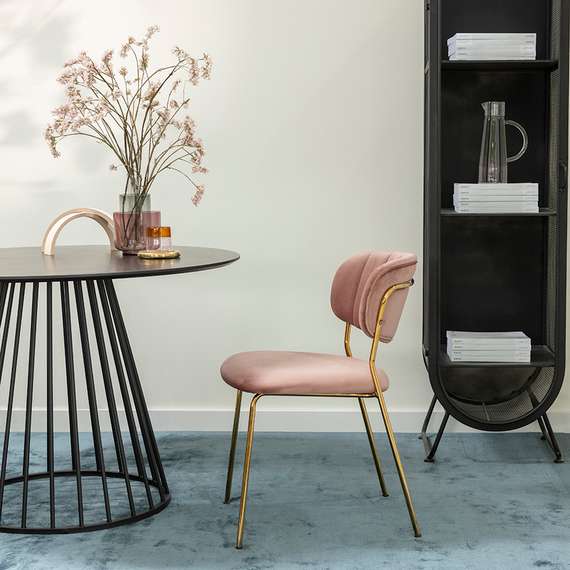 Стул Eirill, розовый велюр с золотыми ножками