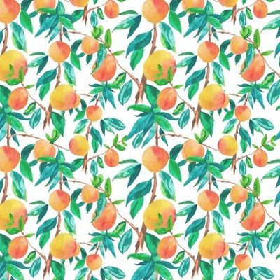 Бесшовный принт c акварельными персиками