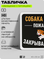 Табличка "Собака во дворе, закрывайте ворота" на дверь и забор, для двора, дома, подъезда, 40х30 см, Silver Plane x Айдентика Технолоджи