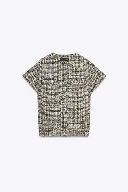 ZARA ЖИЛЕТ ИЗ РЕЛЬЕФНОЙ ТКАНИ С ПУГОВИЦАМИ — ZW COLLECTION, ЭКРЮ