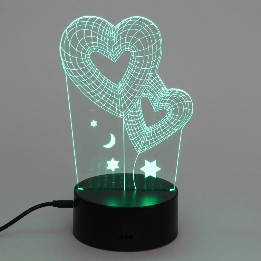 Светильник ночник «3D-Любовь» на пластиковой подставке, с включателем USB