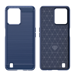 Мягкий чехол синего цвета в стиле карбон для смартфона Realme C31, серия Carbon от Caseport