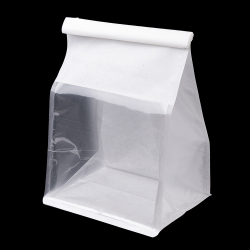 Пакет с прямоугольным дном 15*19*12 см с окном и зажимом, белый