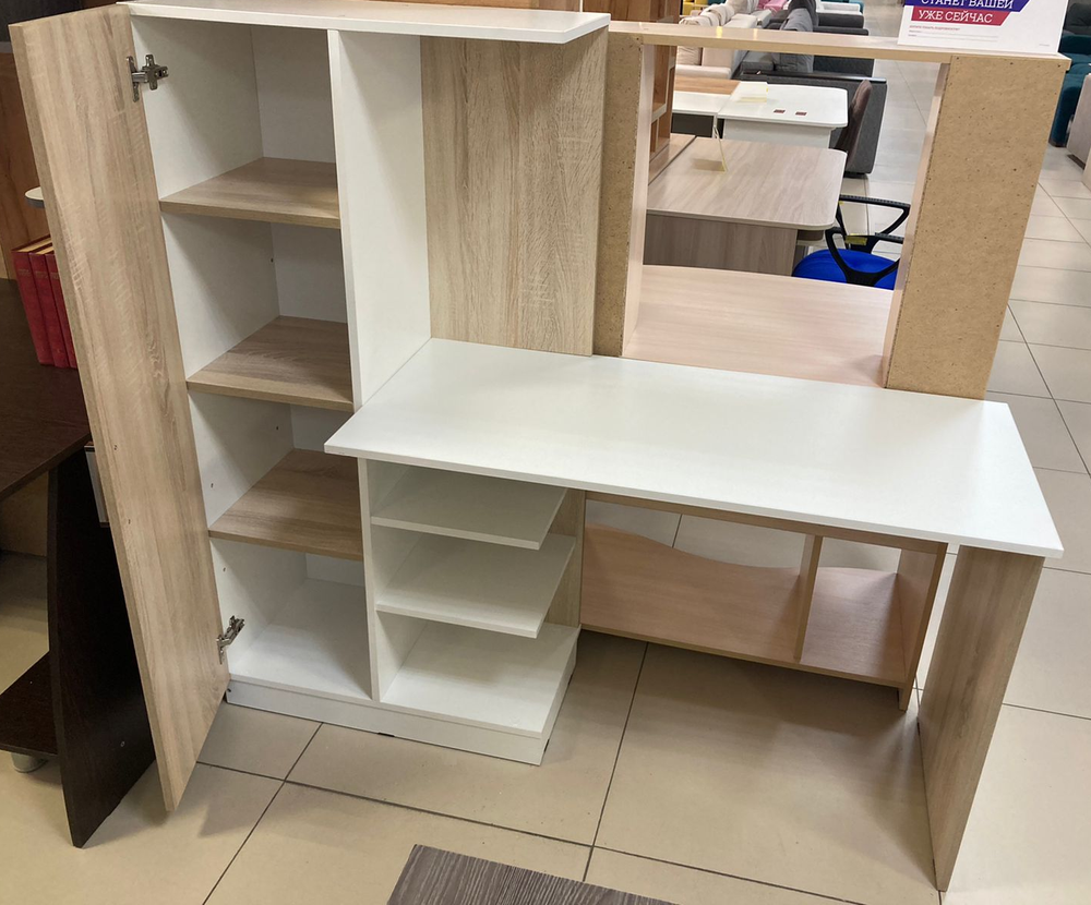 Компьютерный стол Бейсик дуб сонома/белый