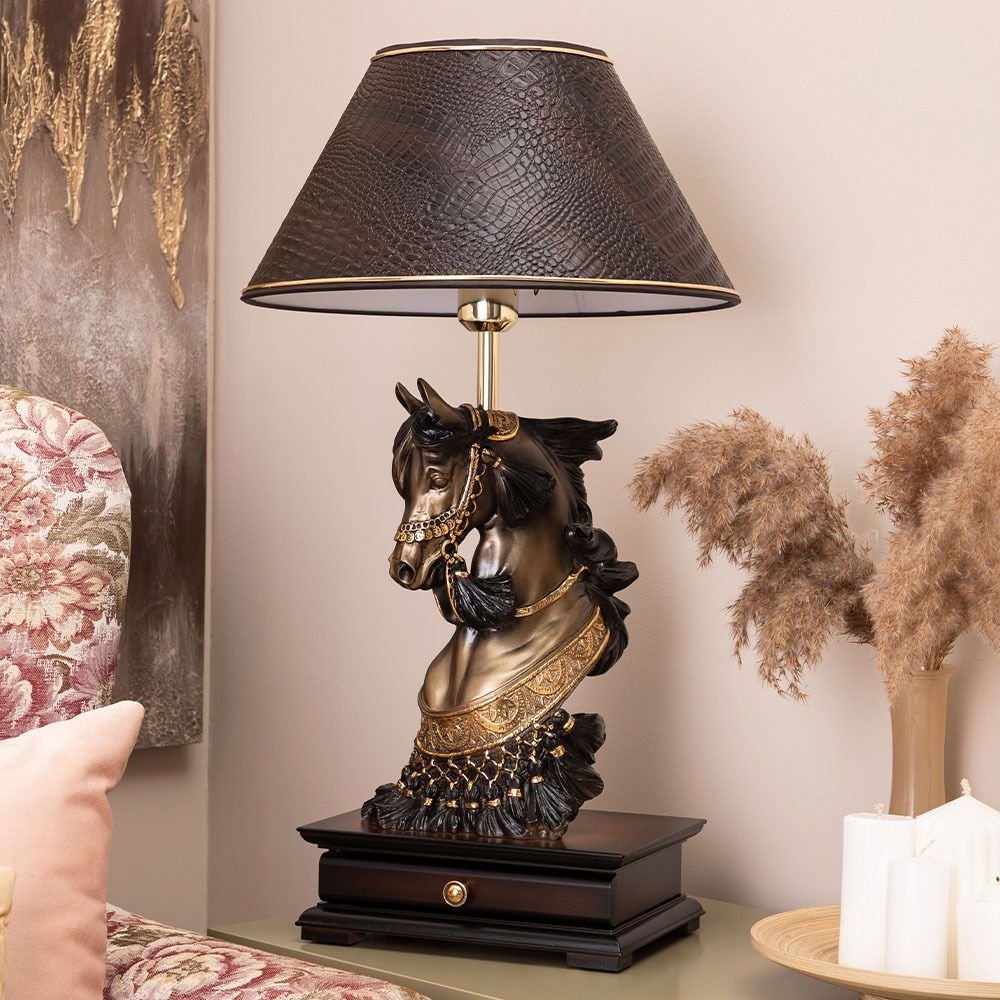 Настольная лампа с бюро Лошадь императора Бронза с абажуром 38 Mally