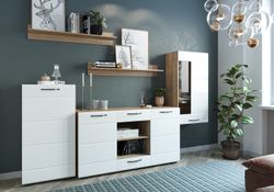 Гостиная 19 "Асти" (дуб бунратти/белый глянец), ЛДСП/МДФ, ДСВ Мебель