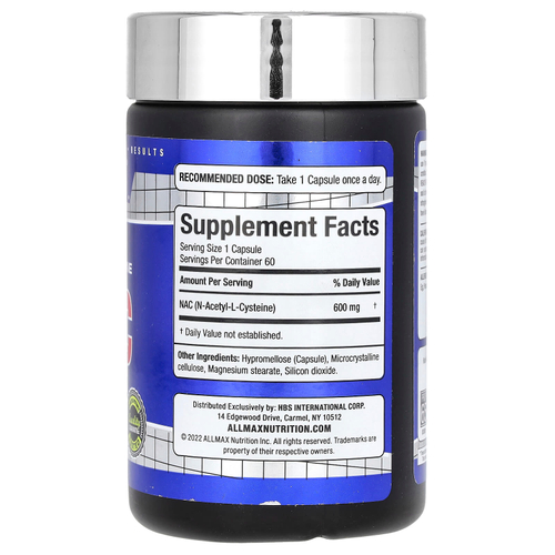 ALLMAX, Essentials, NAC, 600 мг, 60 растительных капсул