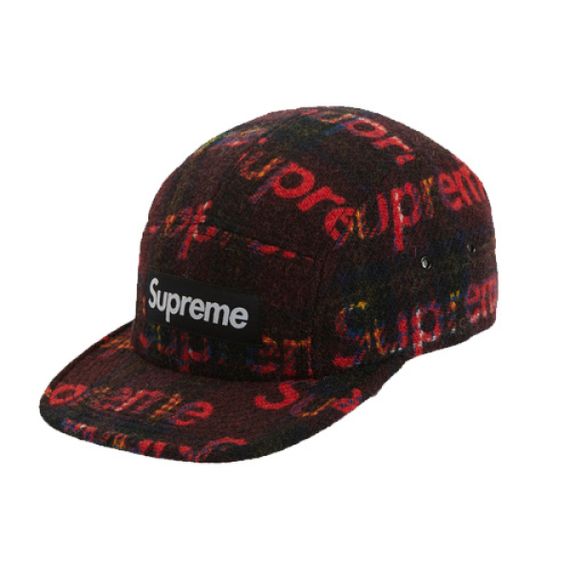 Supreme FW18 Harris Tweed Camp Cap Red Plaid