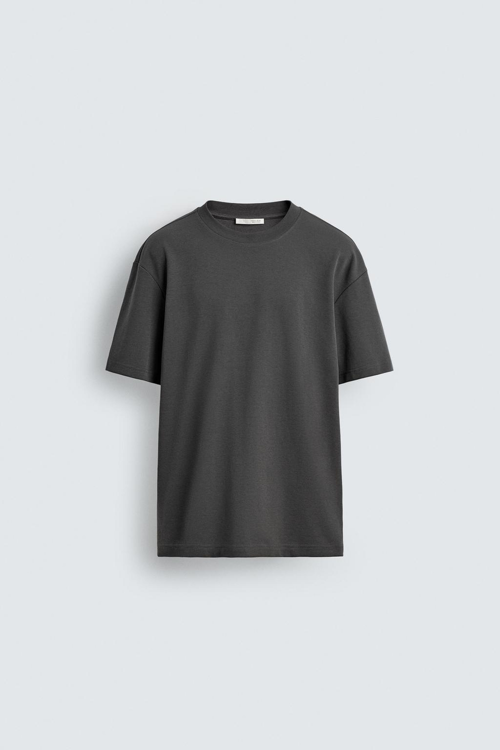 ZARA ФУТБОЛКА RELAXED FIT INTERLOCK, АНТРАЦИТОВЫЙ
