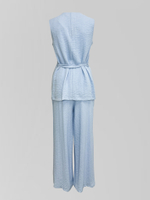 Костюм 2305 однотонный из широких брюк и жилетки с поясом