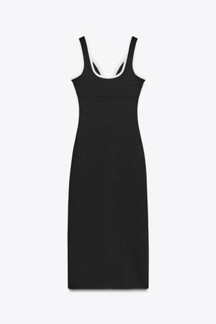 ZARA ДЛИННОЕ ПЛАТЬЕ С КОНТРАСТНОЙ ОТДЕЛКОЙ, ЧЕРНЫЙ