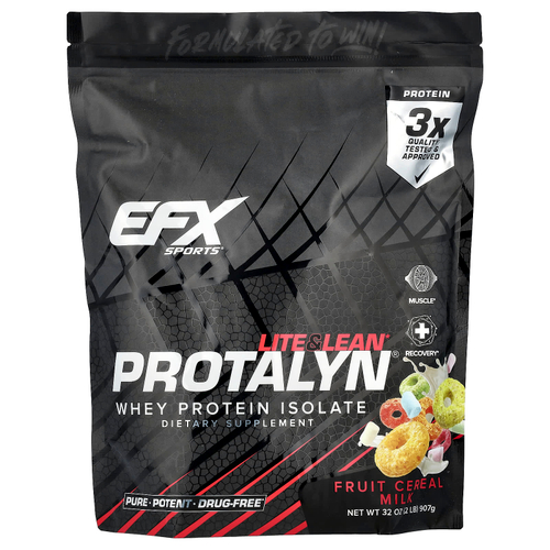 EFX Sports, Protalyn® изолят сывороточного протеина, молоко из фруктовых хлопьев, 907 г (2 фунта)