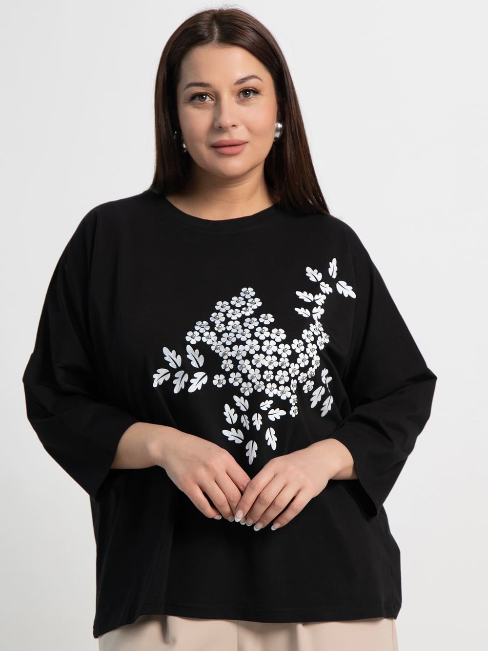 Блуза Ромашка (черная) Б15384-24М LT Collection