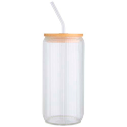 Банка Mirage из боросиликатного стекла объемом 500 мл с одинарными стенками и крышкой из бамбука