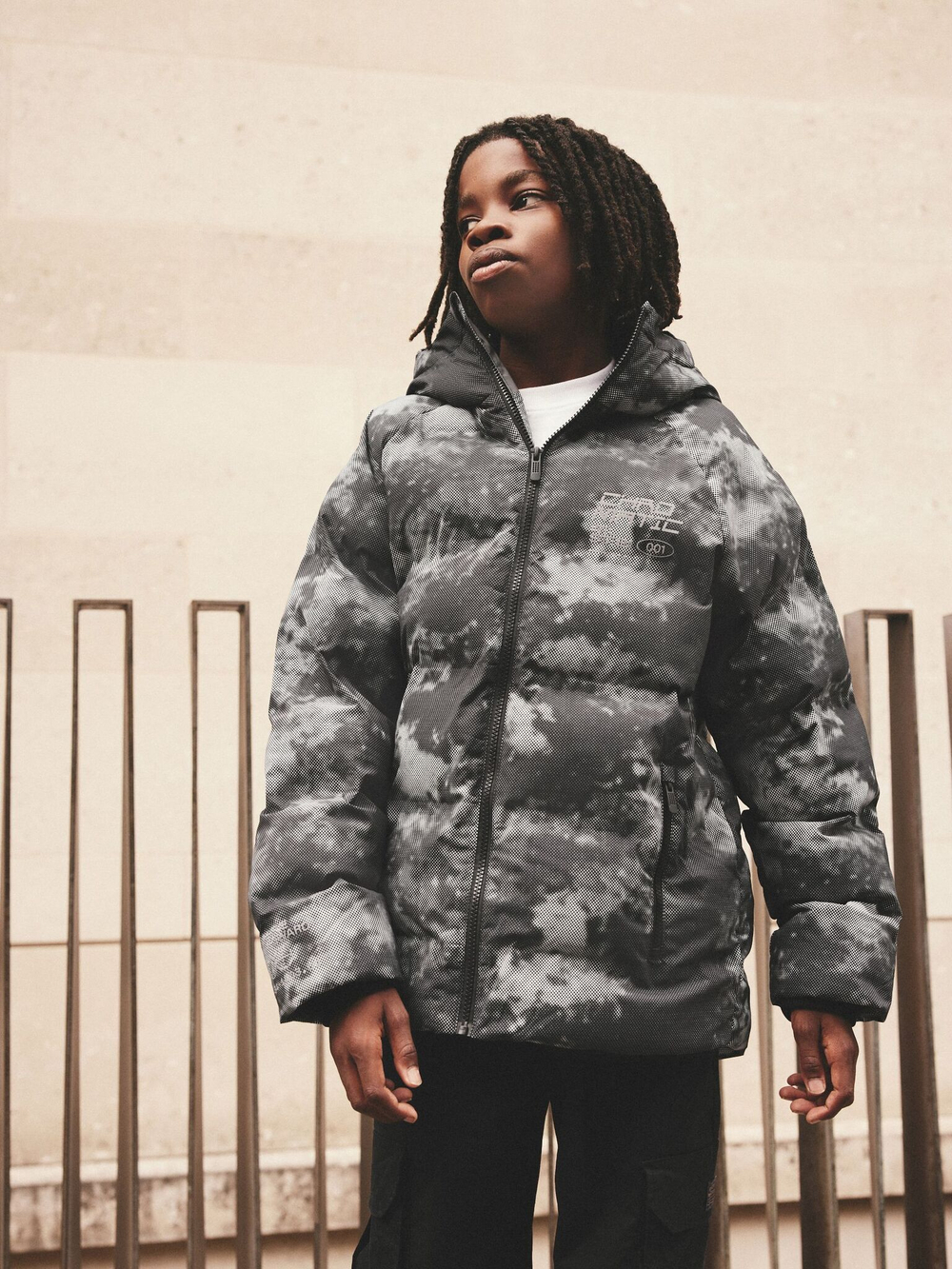 Куртка утепленная с капюшоном и флисовой подкладкой для мальчика Next Q51-579, Серый