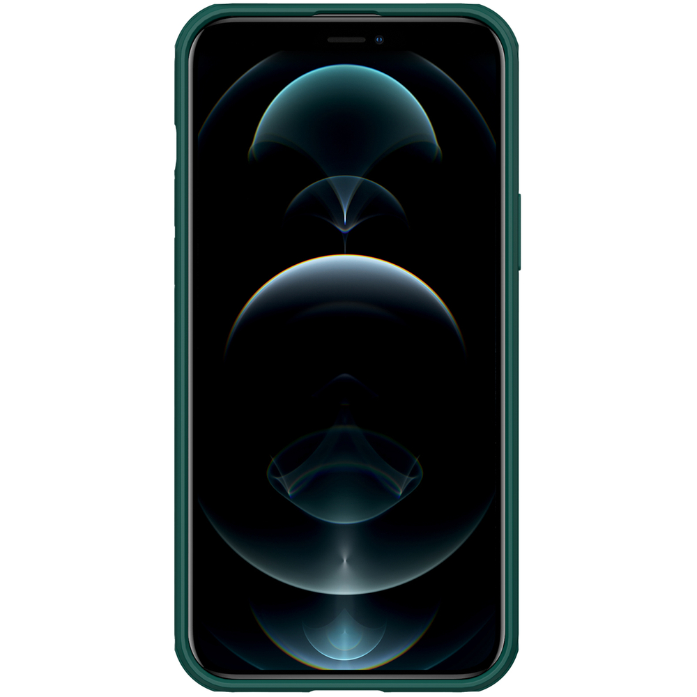 Чехол зеленого цвета (Deep Green) с сдвижной шторкой для камеры от Nillkin для iPhone 13 Pro Max, серия CamShield Pro Case
