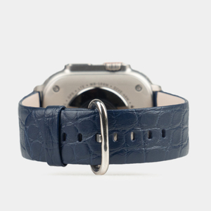 Ремешок для Apple Watch 44/45/46 mm из кожи аллигатора, синего цвета