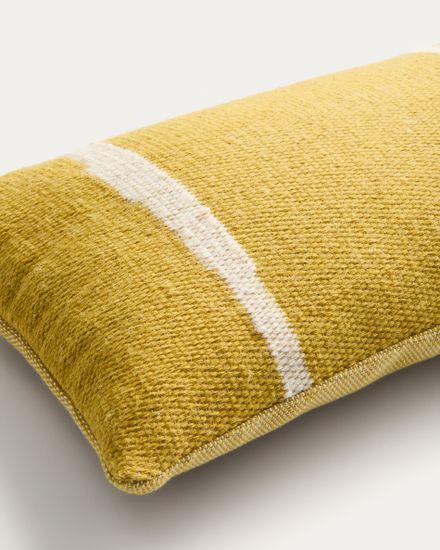 Чехол для подушки Daila желтого цвета 100% ПЭТ с рисунком в стиле икат 30 x 50 см