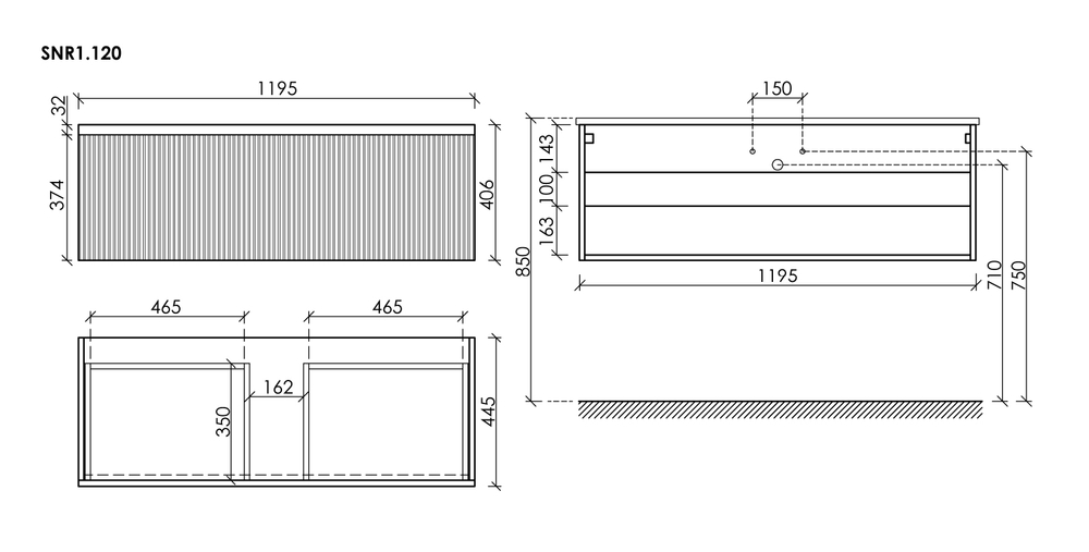 Тумба подвесная SANCOS Snob R 1.0 1195х445х406, c одним ящиком оснащенным доводчиками, Doha Soft , арт.SNR1.0120SM