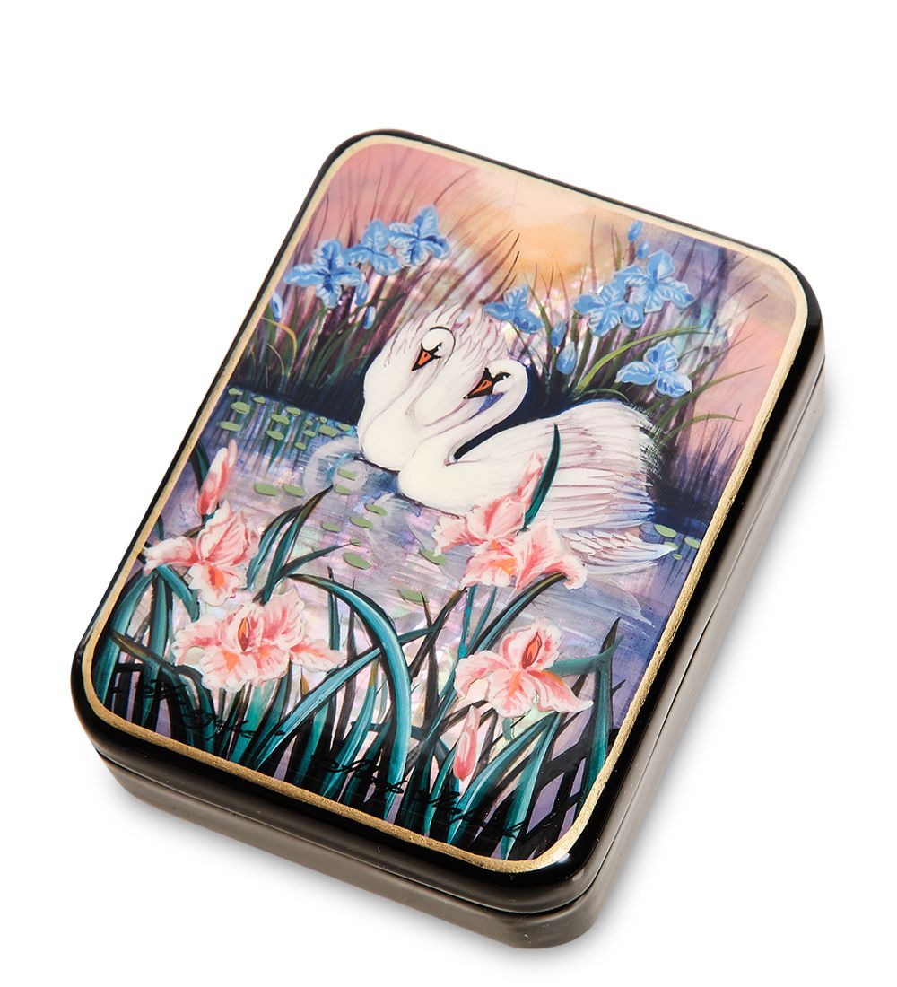 Народные промыслы ШК-55/169 Шкатулка «Лебеди» исп. Маркова