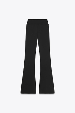 ZARA БЕСШОВНЫЕ БРЮКИ FLARE ИЗ ПОЛИАМИДА, ЧЕРНЫЙ