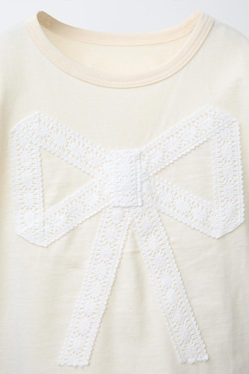 ZARA ФУТБОЛКА С КРУЖЕВОМ, ЭКРЮ