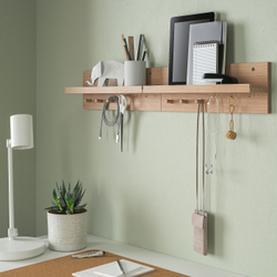 IKEA HÄSTVISKARE  (ИКЕА ХÄСТВИСКАРЕ)  -  Настенный органайзер с крючками, дуб, 42x15x11 см