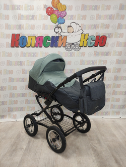 Коляска модульная Indigo Charlotte Sity Classic 12" cs 02 (т.серый+шалфей)