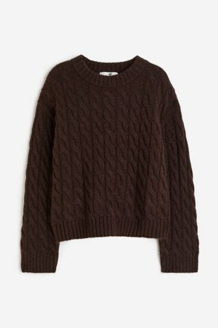 H&M Свитер с «косами», темно-коричневый