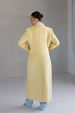 Пальто из смесовой шерсти приталенное макси лимонное