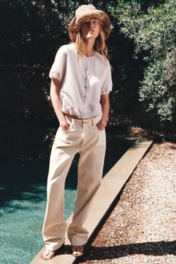 ZARA ДВУХСЛОЙНЫЙ КАРДИГАН ИЗ СМЕСОВОГО ЛЬНА, СВЕТЛАЯ МАЛЬВА