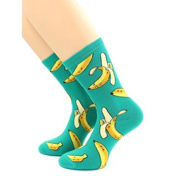 Носки с принтом "Ямайские бананы" зеленые Hobby Line