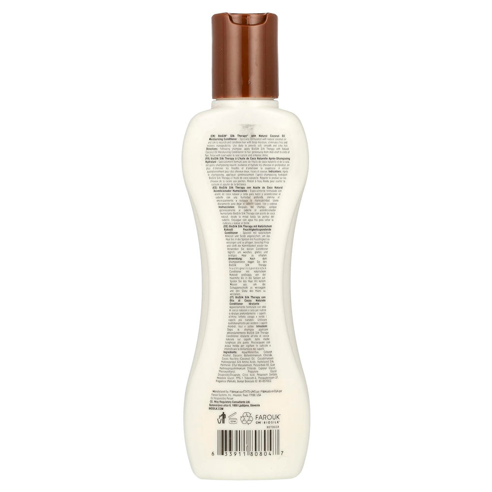 Biosilk, Silk Therapy® с натуральным кокосовым маслом, увлажняющий кондиционер, 167 мл (5,64 жидк. унц.)