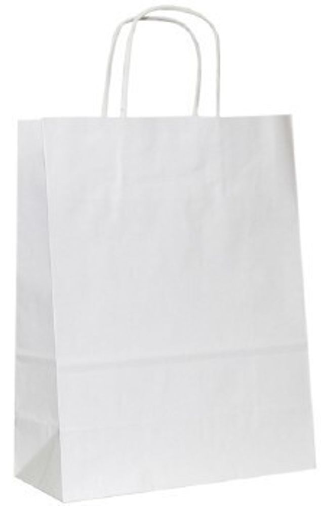 Крафт пакеты с кручеными ручками 45х35х15см 80гр/м белые (1/150шт)