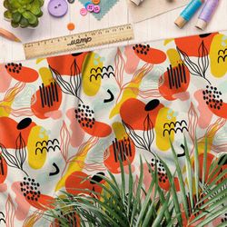 Ткань интерлок абстрактный принт в контурах