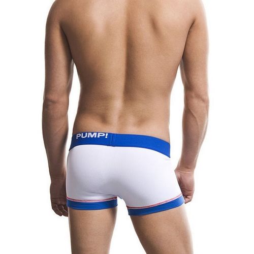 Мужские трусы боксеры белые с синей окантовкой PUMP! Baseball